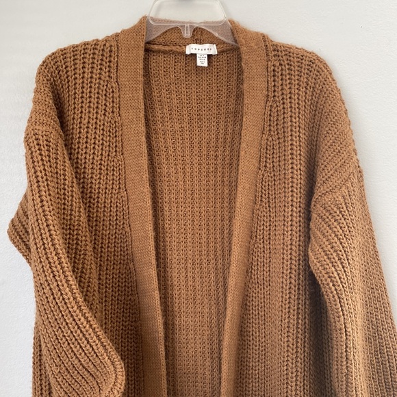 TOPSHOP Women’s Brown Chunky Rib Knit open front Sweater Cardigan Size US 4-6 - Picture 7 of 7